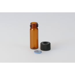 日電理化硝子 シリンジバイアル SY-08 2.0mL 茶色 穴あき黒キャップ・PTFE/シリコンパッキングセット 100本 255053