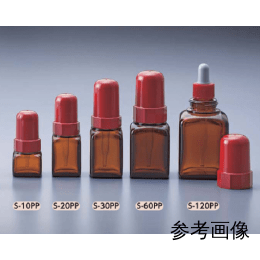 スポイド瓶 角型 S-30 PP 褐色 Si コップPP 24入