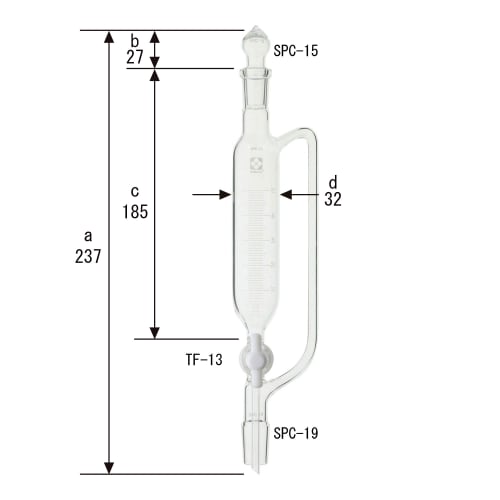 SPC分液ロート 圧力平衡側管 PTFEコック付 50mL 【030230-1550】-