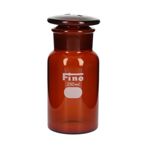 Fine広口共通試薬瓶 硬質 茶褐色 250mL 胴外径φ65×高さH125