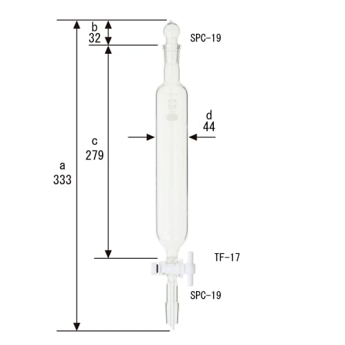 日本未入荷 SPC分液ロート PTFEコック付 円筒形 100mL PTFEコック付