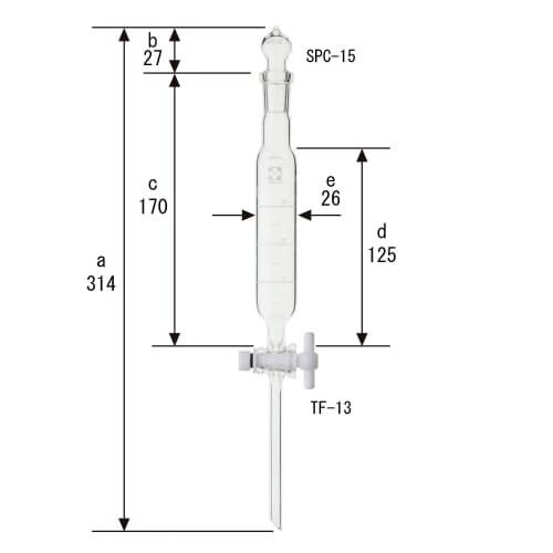 全品送料無料中 分液ロート 円筒形 PTFEコック付 目盛付 30mL 〔030250