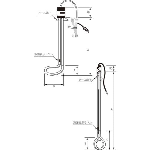 TGK - 東京硝子器械 TryWinZ / 投込みヒーターA型 水用 100V 300W TGK - 東京硝子器械 TryWinZ / 投込みヒーターA型 水用 100V 300W