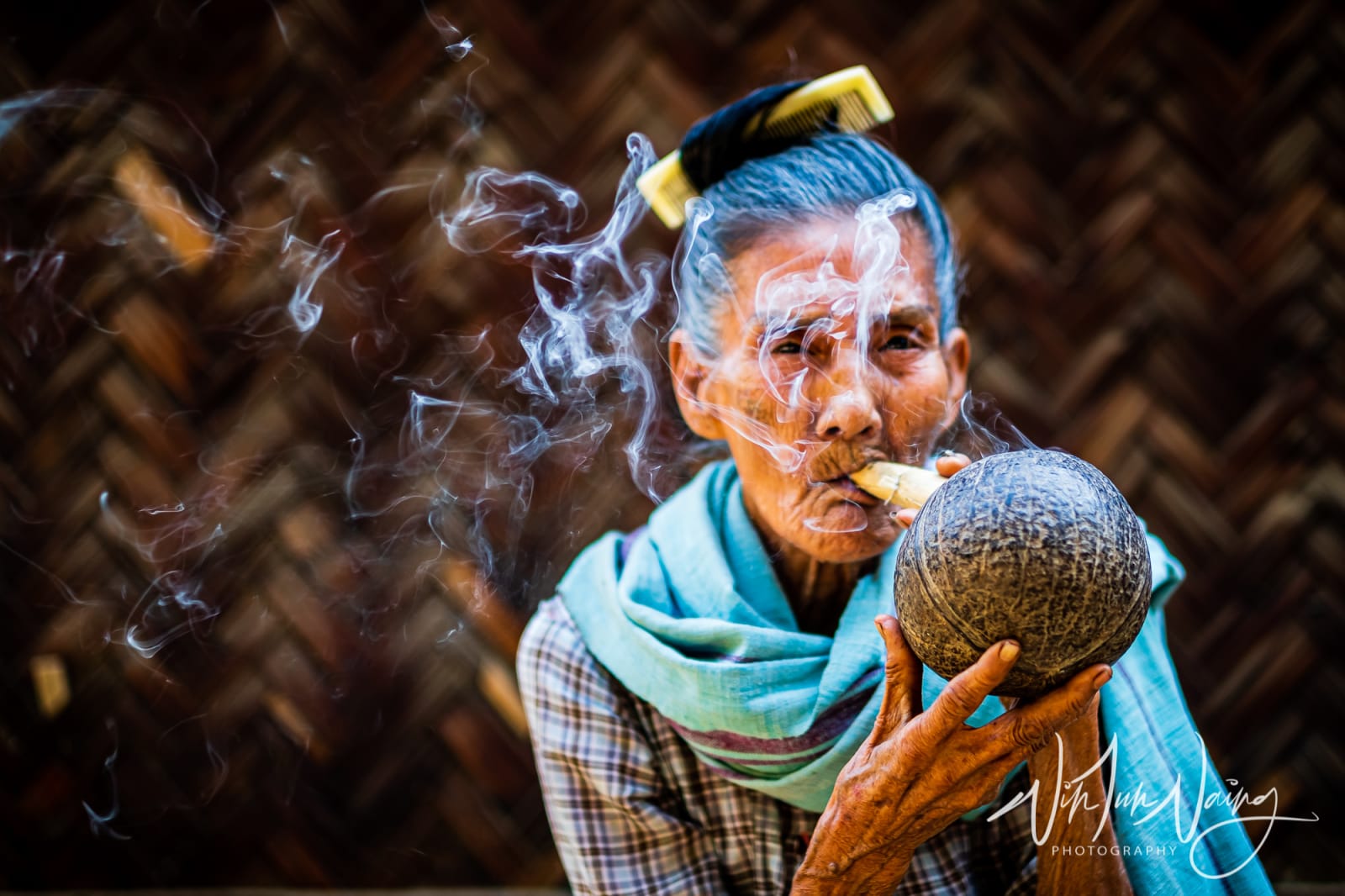 Grandmother Smoking a Burmese Cheroot — View 01
