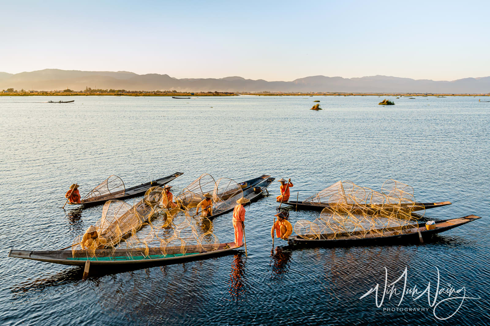 Leg Rowing Fishermen Inle Lake — View 01