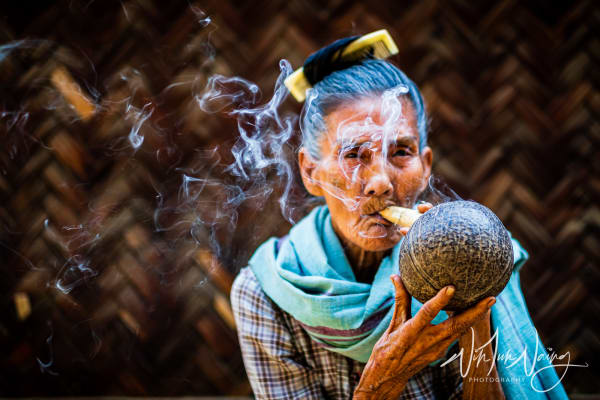 Grandmother Smoking a Burmese Cheroot