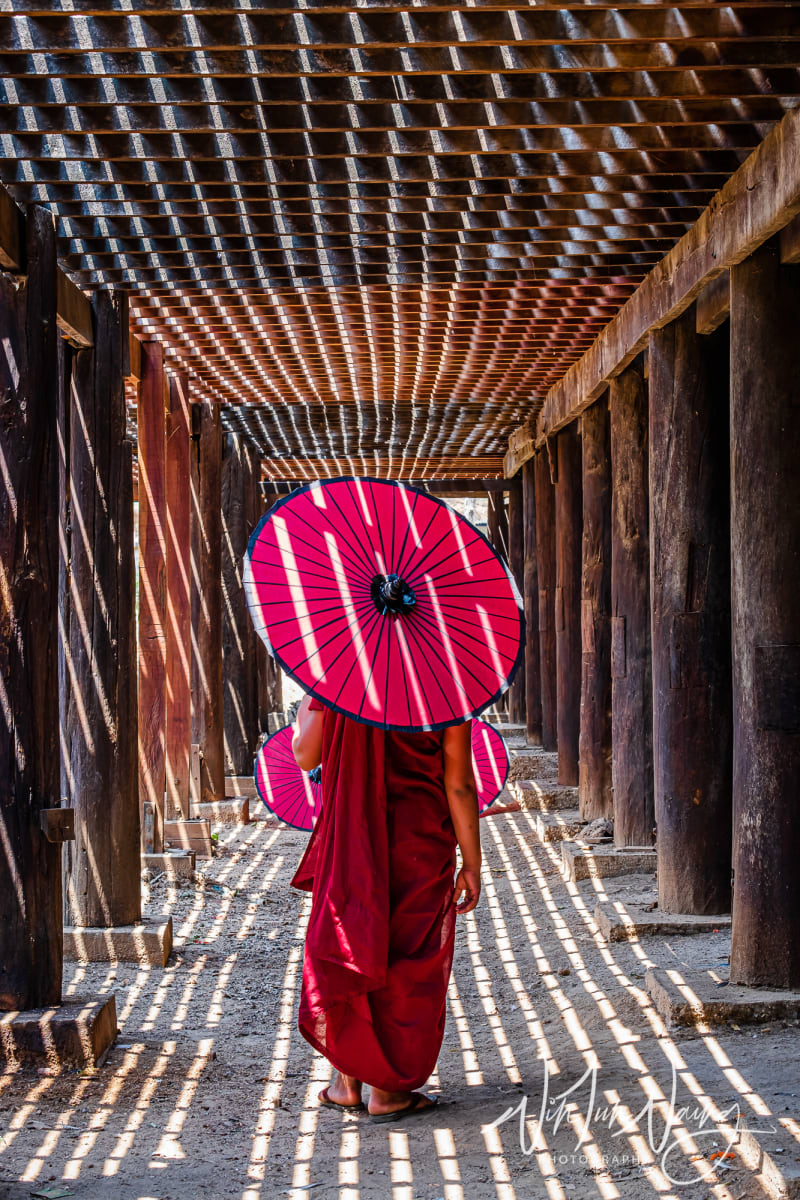 Back side of Buddhist novice