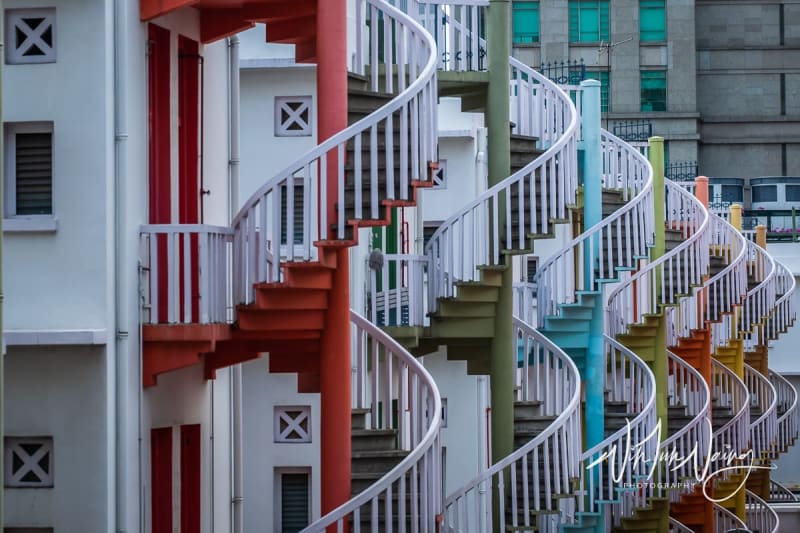 Colorful spiral staircases