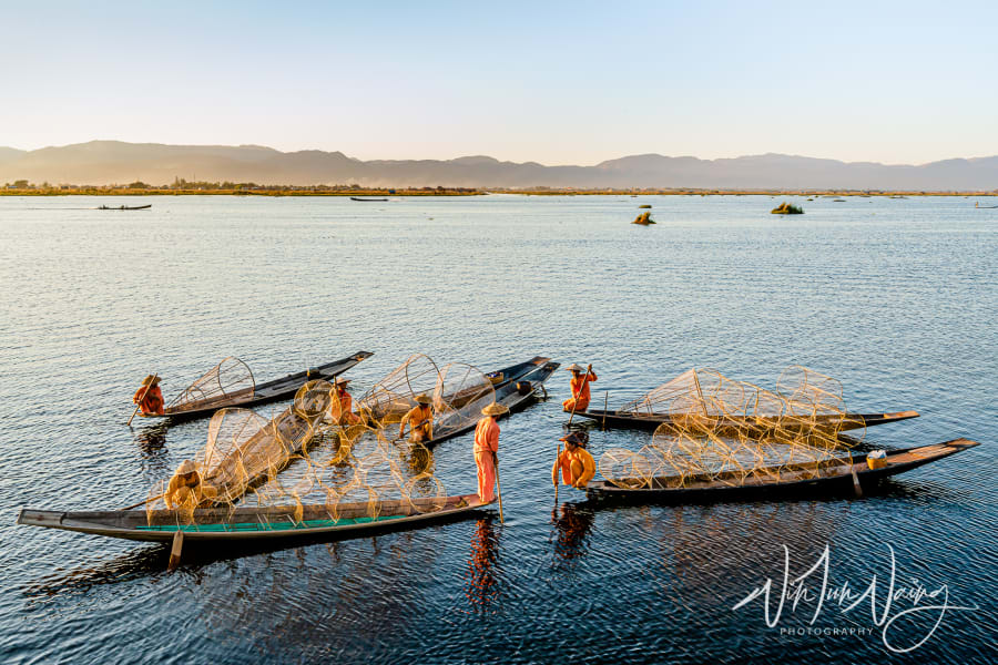 Leg Rowing Fishermen Inle Lake