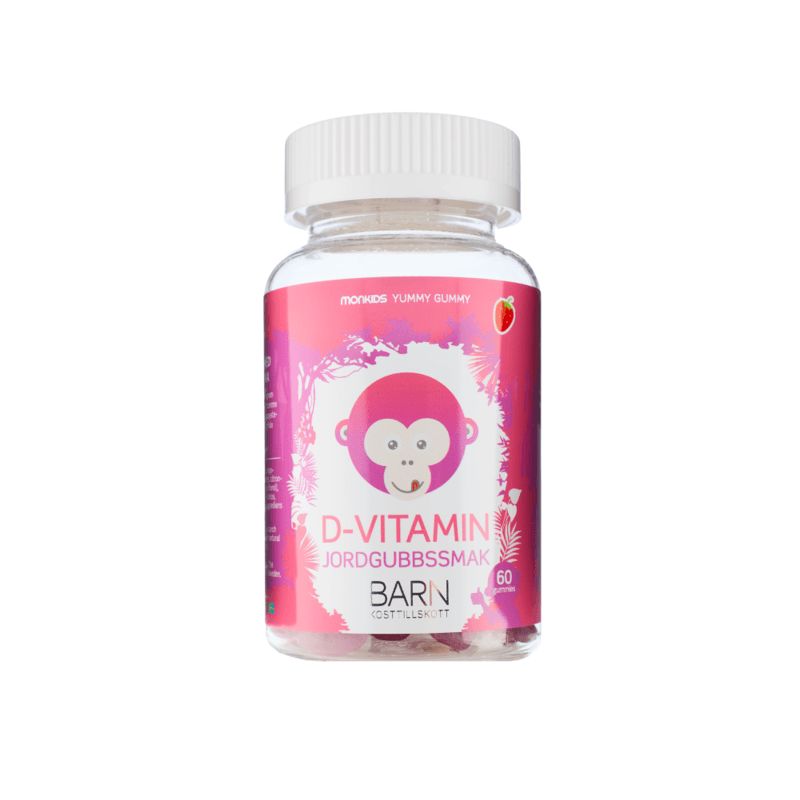 Monkids D-Vitamin Barn Tuggtabletter Jordgubb