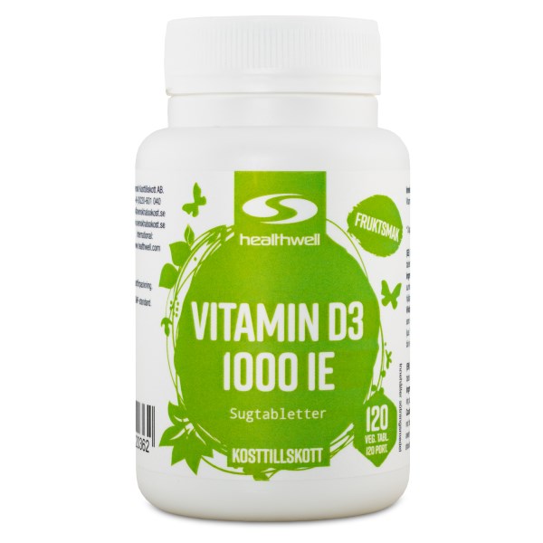 Healthwell Vitamin D3 1000 IE Sugtabletter