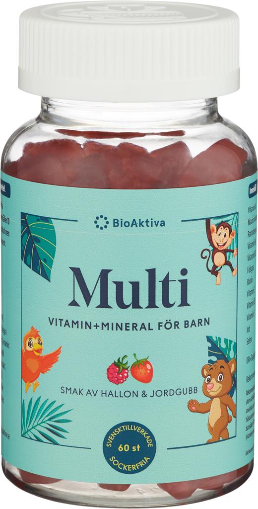 Bioaktiva Vitamin+Mineral för barn Hallon Jordgubb