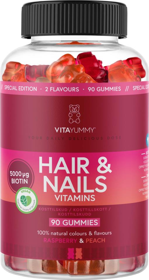 VitaYummy Hair & Nails Gummies Raspberry Peach Mix