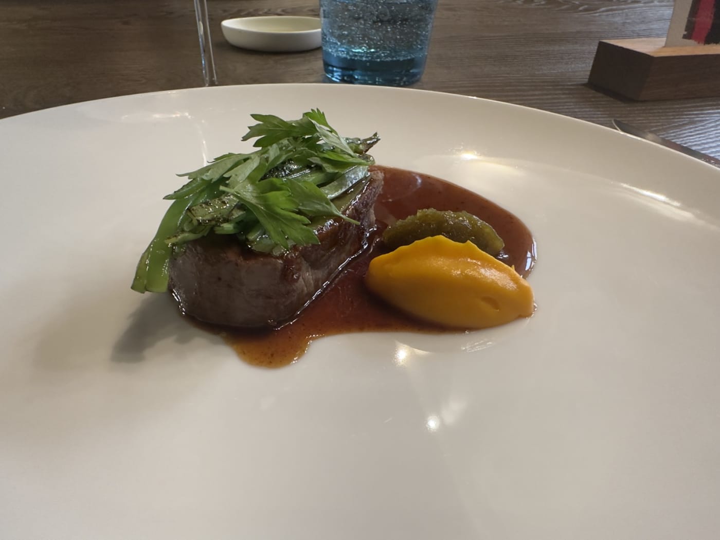Taste · beef, peas, mustard, rich jus · Sens 7 Actes menu Colette restaurant