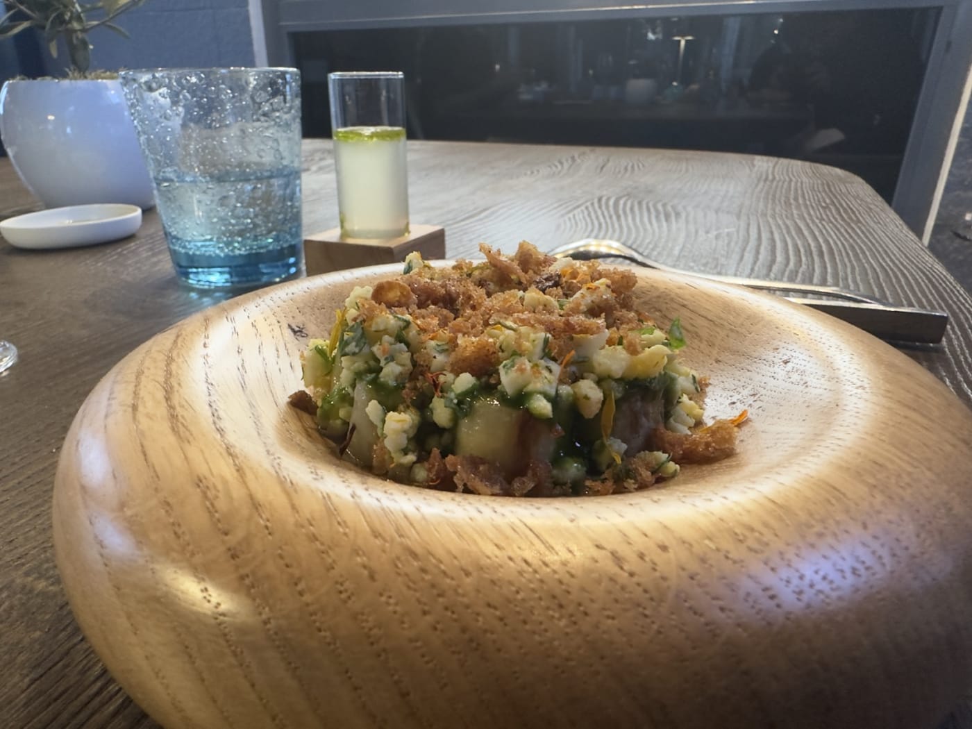 Dish from the Sens 7 Actes menu at Colette restaurant: seed tartare
