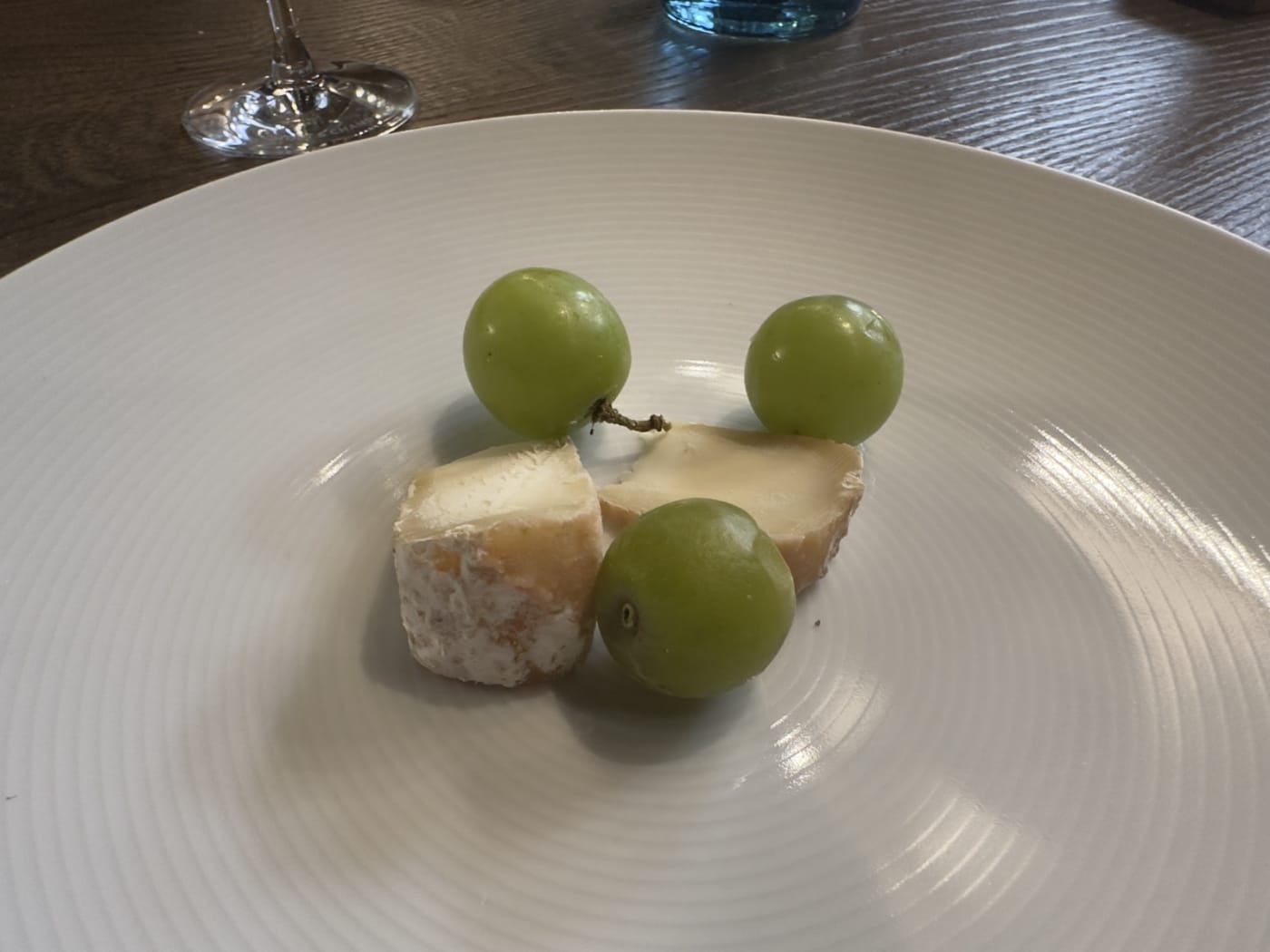 Cheese board and fresh grapes at Colette restaurant