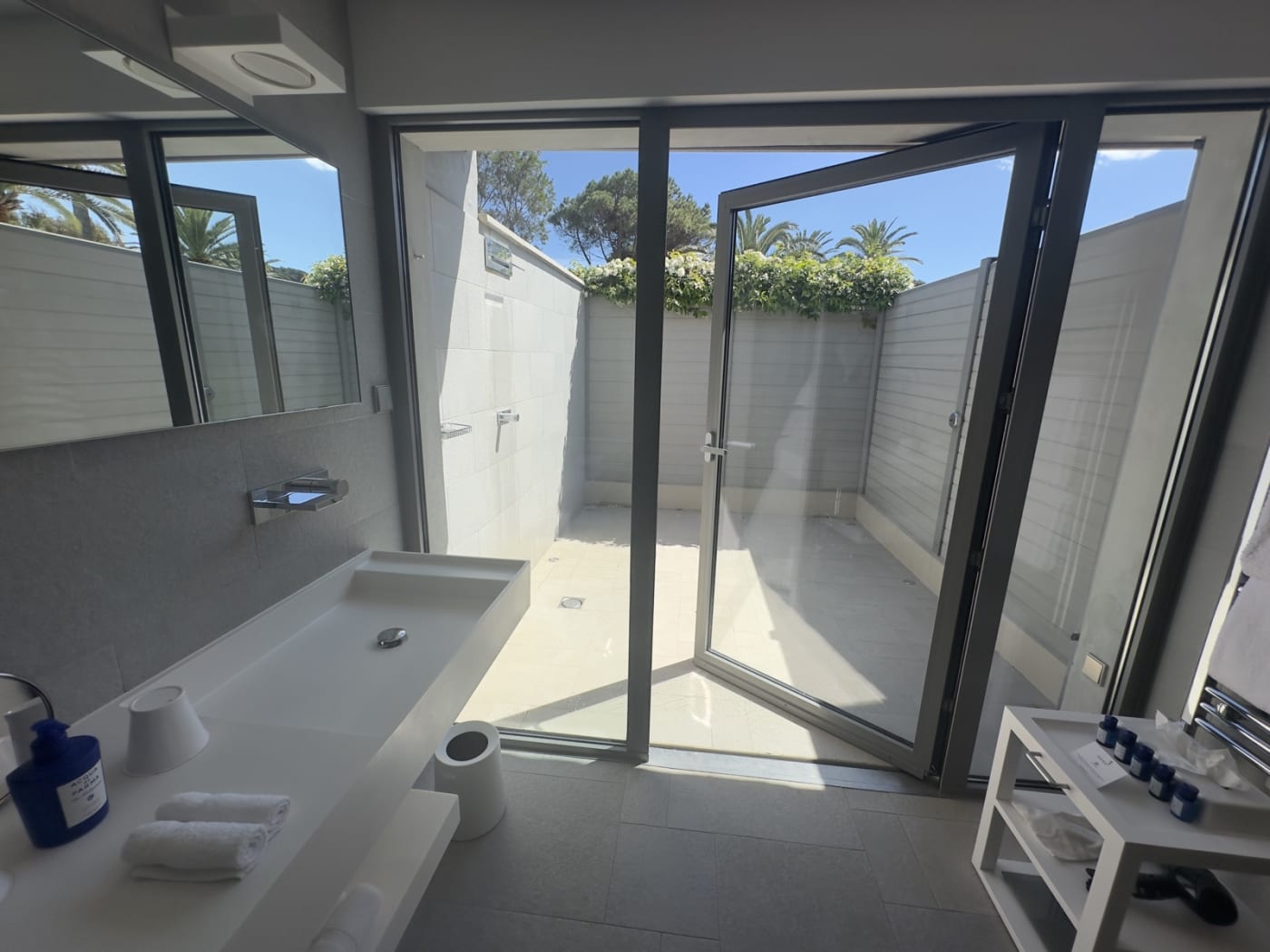 Outdoor shower on private terrace at Hotel Sezz Saint-Tropez