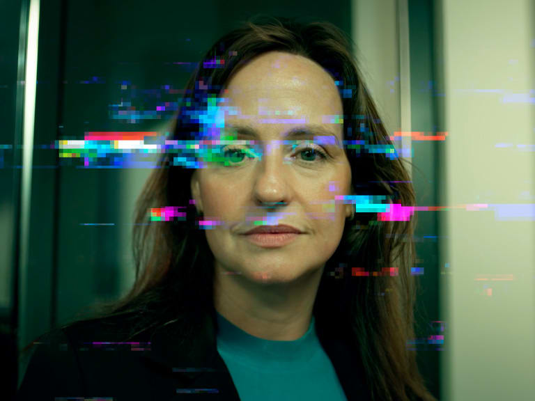 A distorted portrait representing AI-enabled fraud