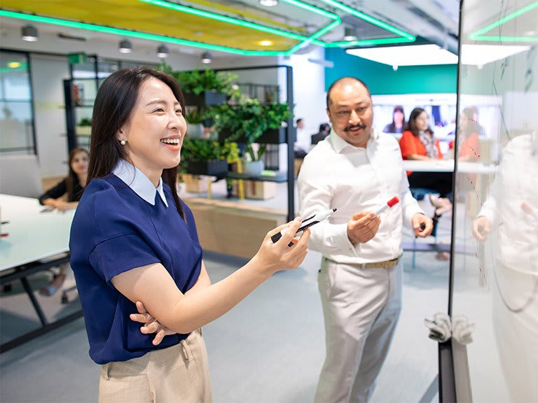 HSBC colleagues in conversation