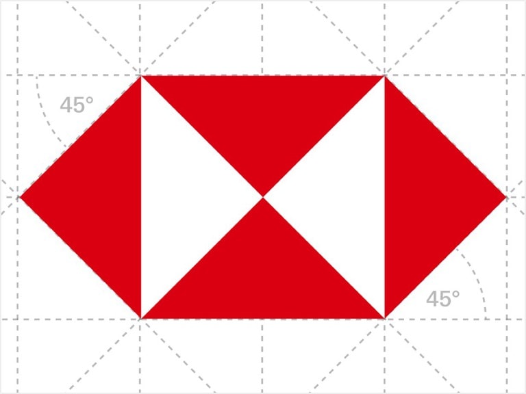 The HSBC hexagon shown on a 45-degree construction grid