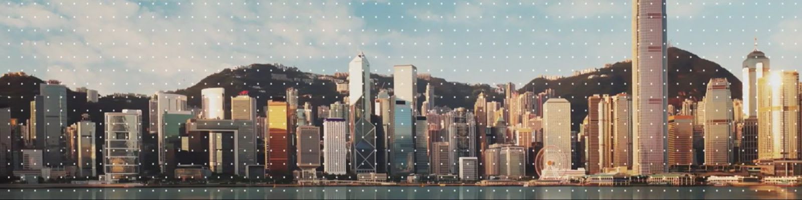 The Hong Kong skyline at night