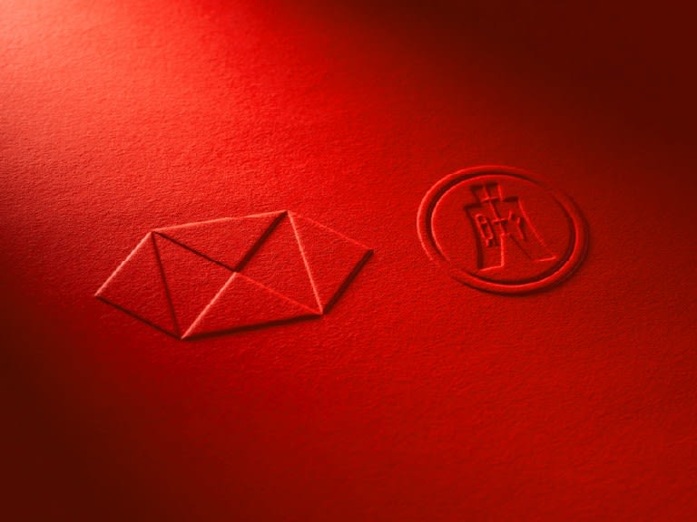 An embossed red HSBC envelope and wax seal