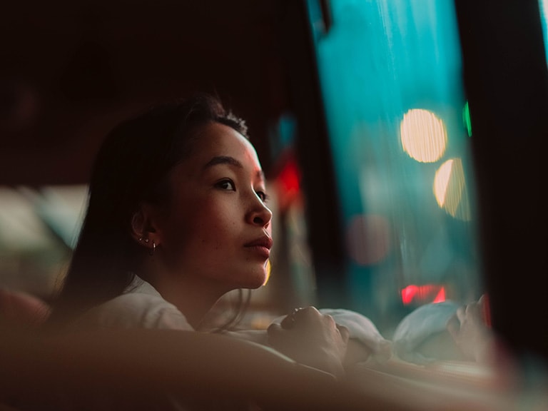 A person looking ahead