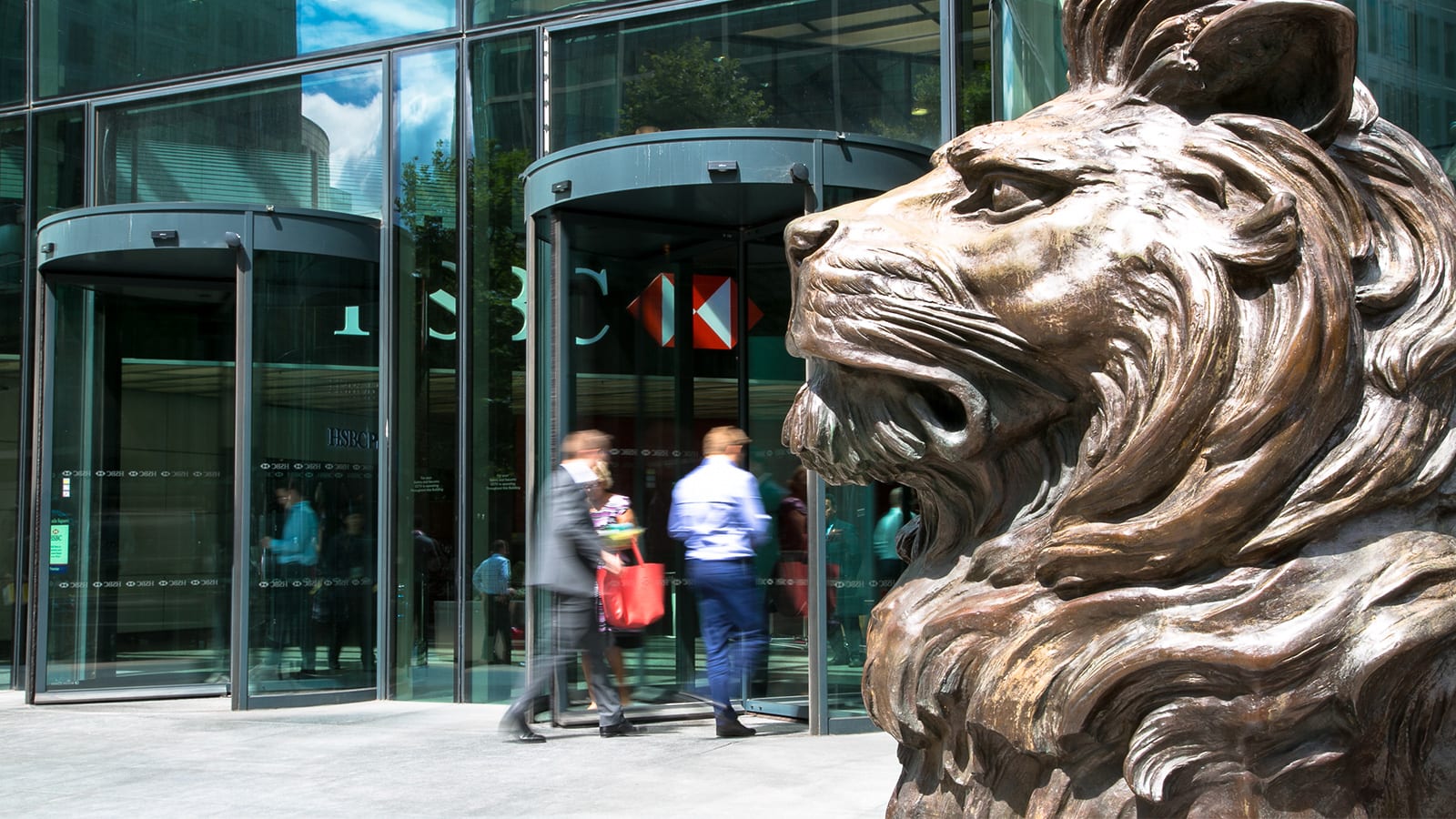 HSBC lion outside our Global headquarters in London