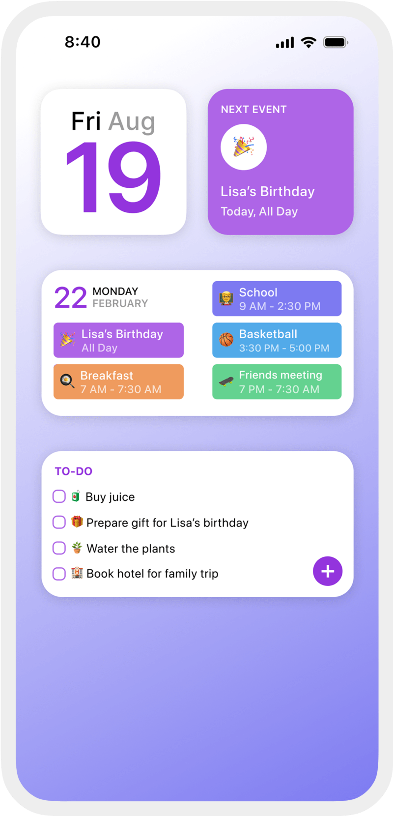 ClanPlan Calendar Widgets