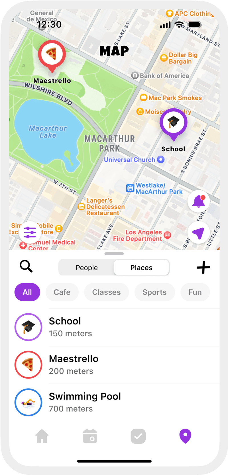 ClanPlan Places and Location Alerts Interface