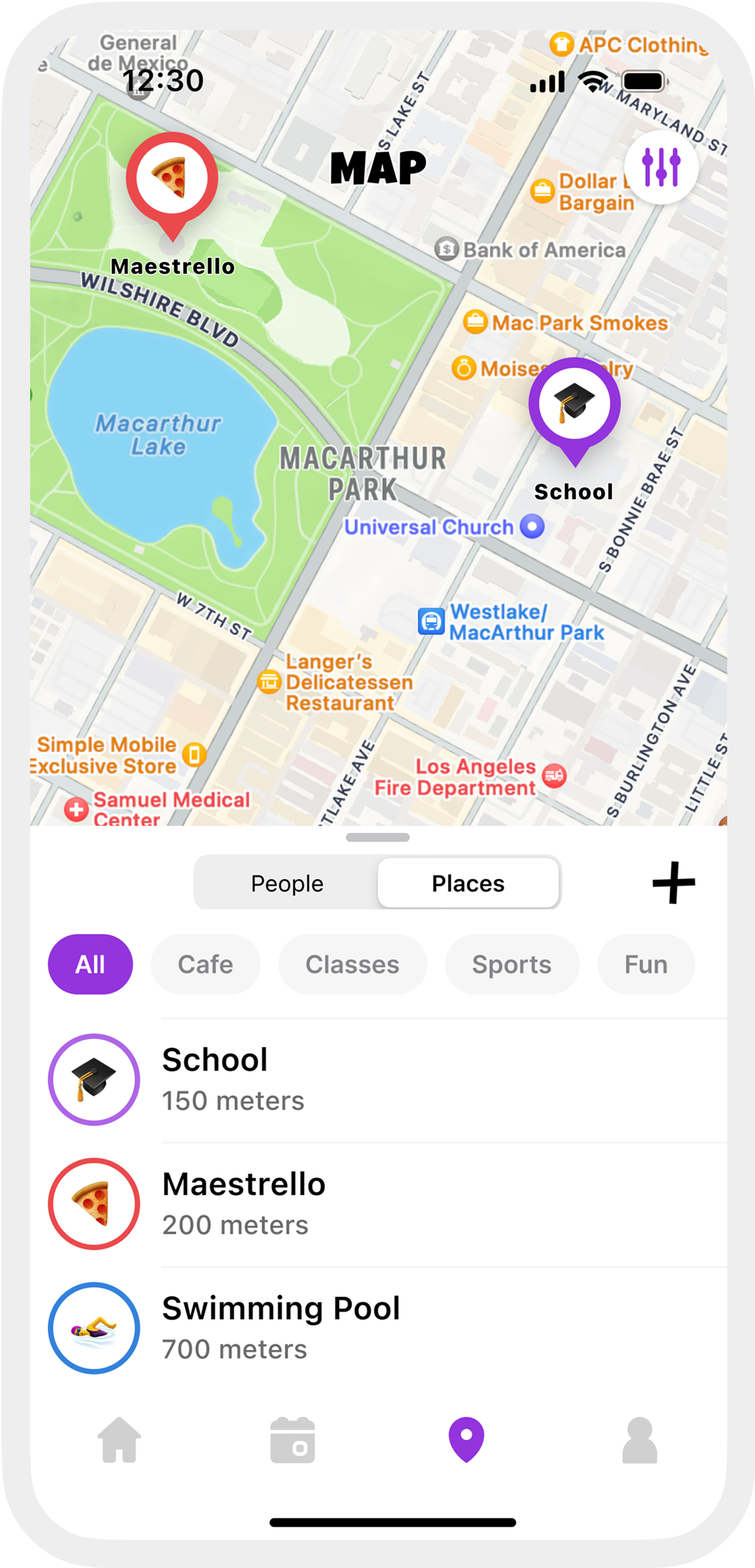 ClanPlan Places and Location Alerts Interface