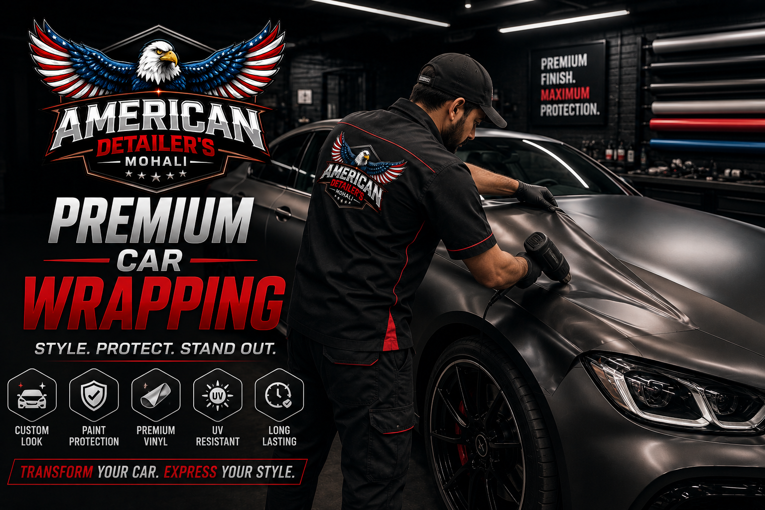 Premium Car Wrapping Service Poster