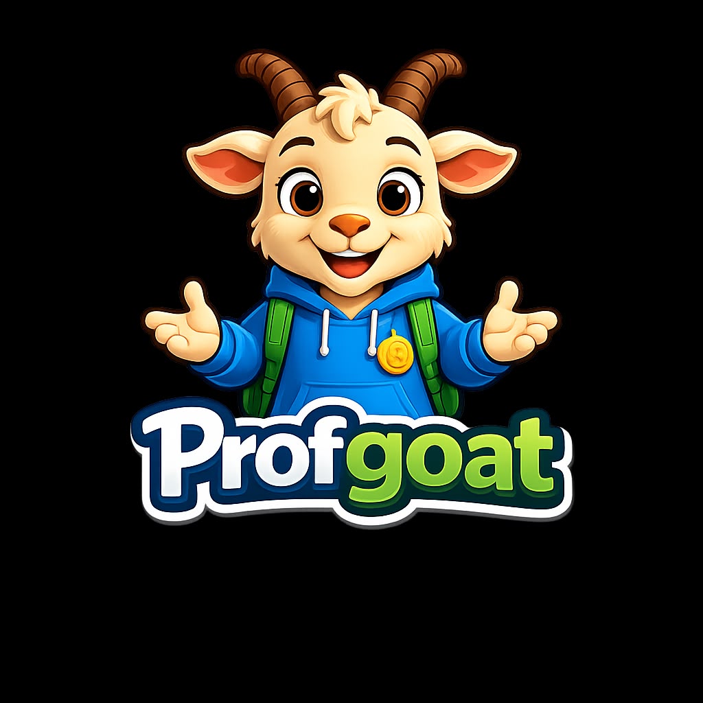 Profgoat — a friendly 3D professor goat in his light blue hoodie