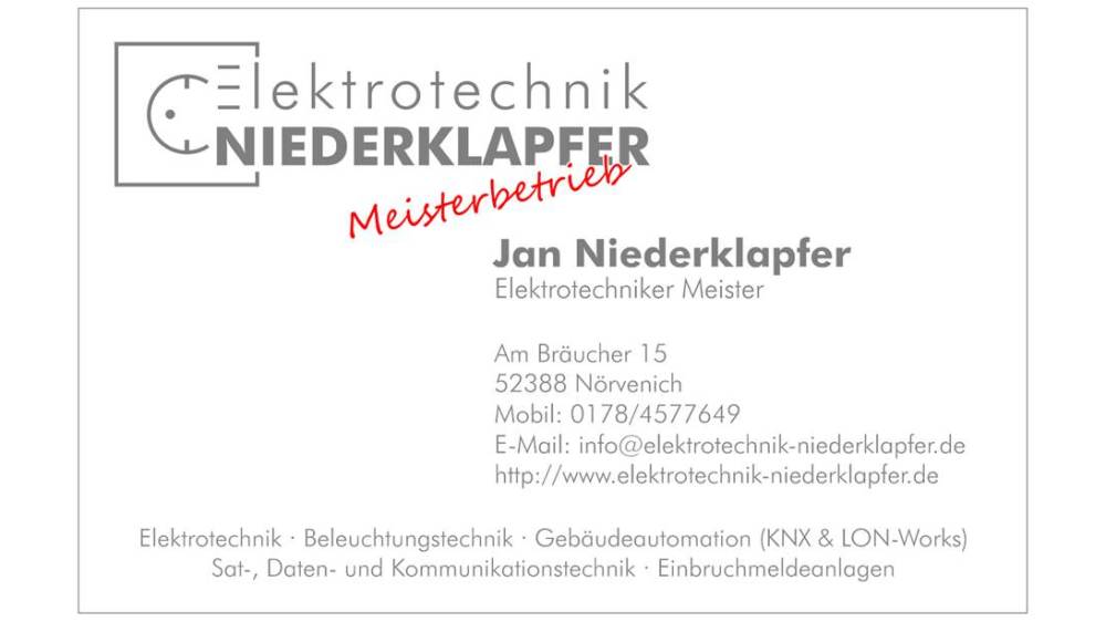 Elektrotechnik Niederklapfer in Nörvenich