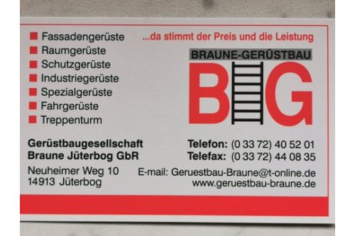 Logo der Firma Gerüstbaugesellschaft Braune Jüterbog GbR aus Jüterbog auf dem Branchenportal Geruestbau.org