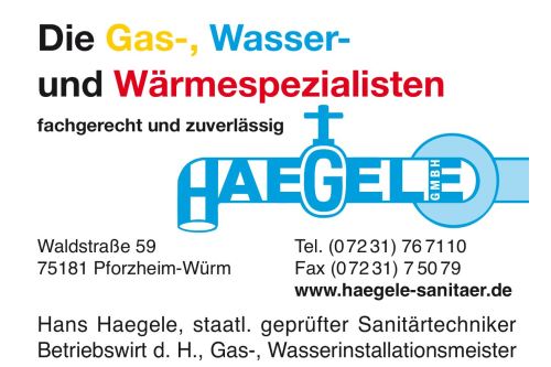 Logo der Firma Haegele Gas- Wasser-Wärmeinstallation GmbH aus Pforzheim auf dem Branchenportal Sanitaer.org