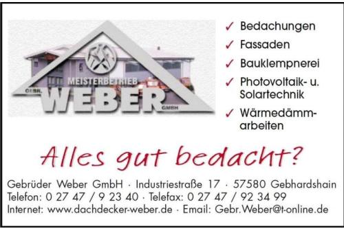 Logo der Firma Gebr. Weber GmbH aus Gebhardshain auf dem Branchenportal Dachdecker.com