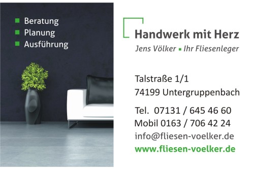 Logo der Firma Handwerk mit Herz Ihr Fliesenleger Jens Völker aus Untergruppenbach auf dem Branchenportal Fliesenleger.net