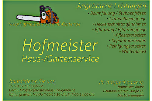 Logo der Firma Hofmeister Haus-/Gartenservice aus Neuruppin auf dem Branchenportal Gartenbau.org
