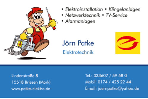 Logo der Firma Jörn Patke Elektrotechnik aus Briesen auf dem Branchenportal Elektriker.org