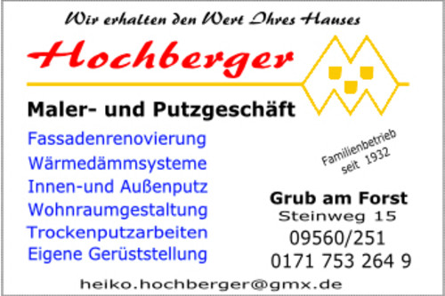 Logo der Firma Malergeschäft Hochberger aus Grub auf dem Branchenportal Maler.org