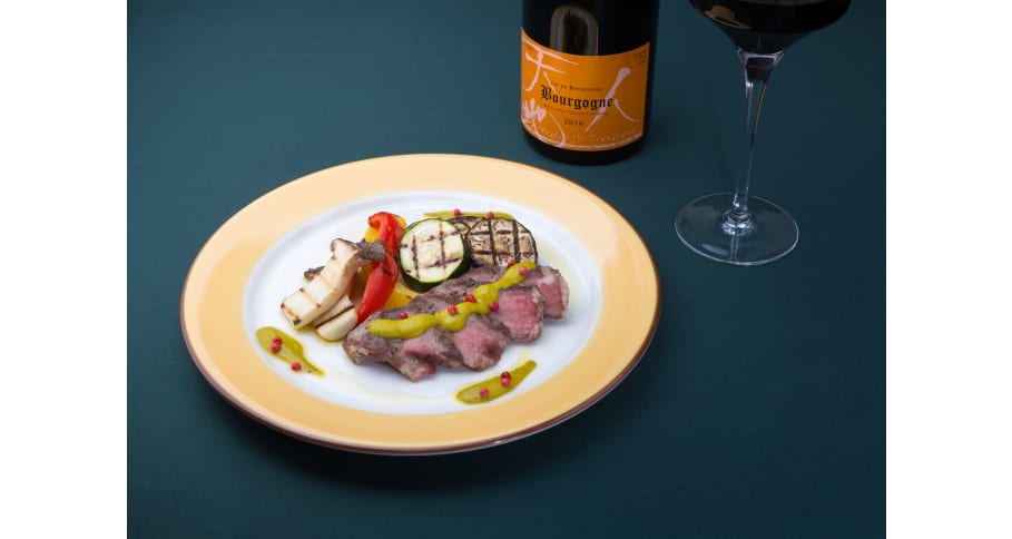 イベリコベジョータのグリーンマスタードソース