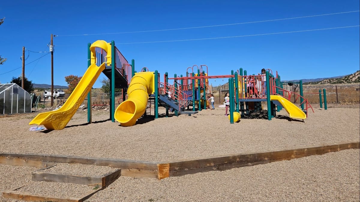 A falcon in flight superimposed on a shield with mountains on a yellow background. The letters GVS are beneath the falcon.