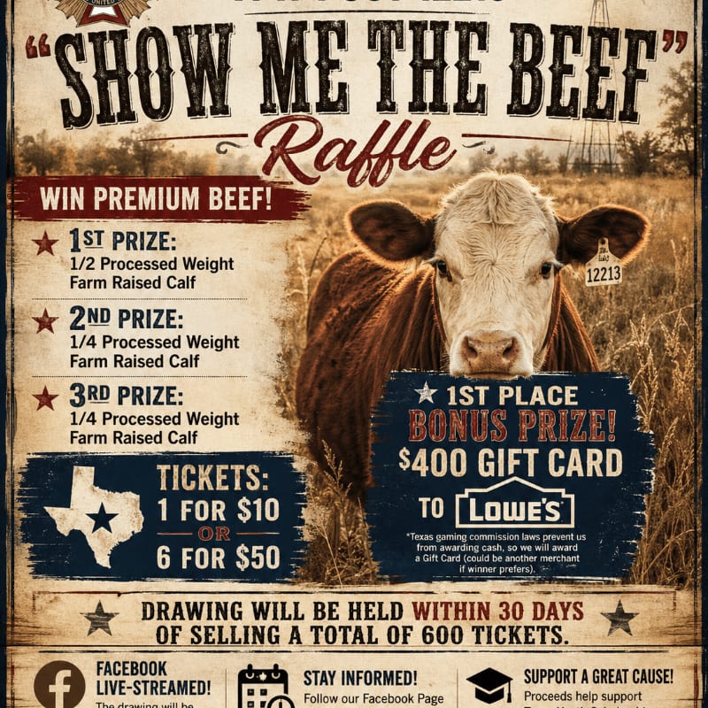 Half Beef Raffle SHOW ME THE BEEF Raffle 2026