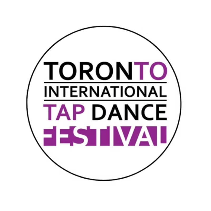A white circle contains black text reading "TORONTO INTERNATIONAL TAP DANCE FESTIVAL" in varying shades of purple and black, set against a plain white background.