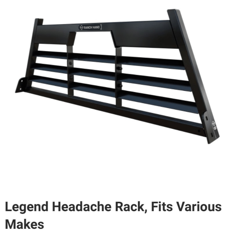 A black metal headache rack with horizontal bars is displayed against a plain white background.