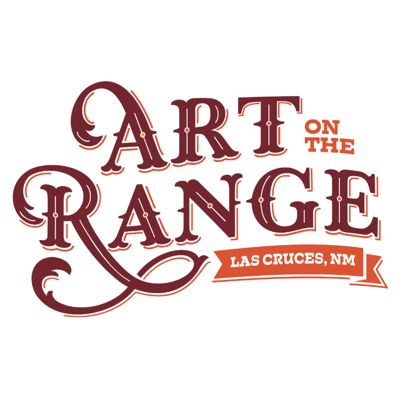 Decorative, stylized text reading "ART ON THE RANGE" in maroon and orange is set against a plain white background.