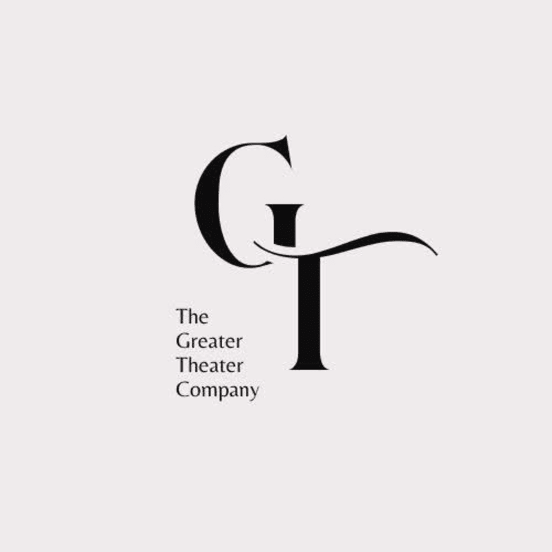A stylized "GT" logo with the words "The Greater Theater Company" below it are displayed on a light gray background.