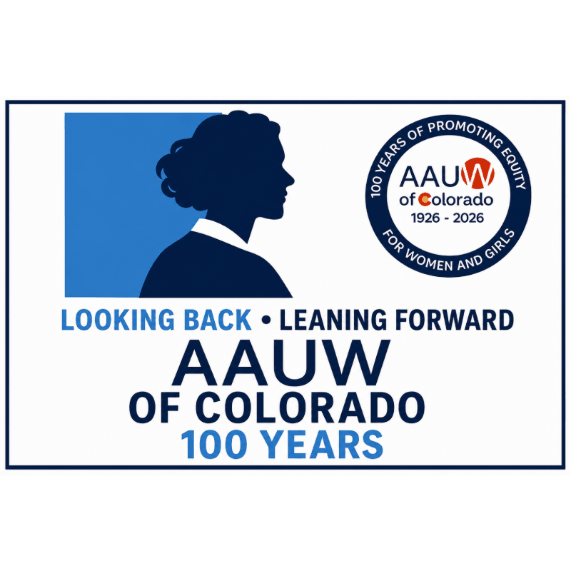 A silhouette of a woman's profile is in the foreground against a blue background, with text and a circular logo in the background.