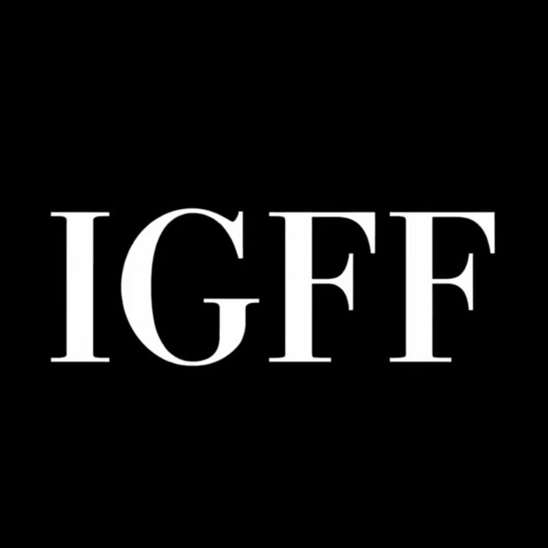 White letters "IGFF" are displayed prominently on a solid black background.